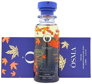 ŌSMA Bonsoir perfume with an autumn-leaf carton.
